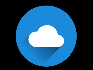 Blue circle with a cloud icon