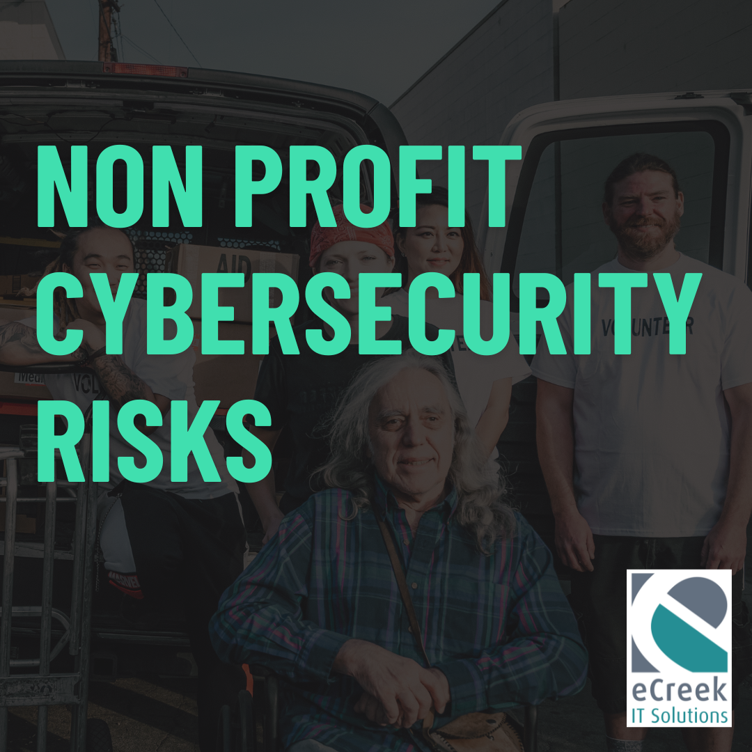 Group of nonprofit volunteers standing in front of a van, representing the community at risk of cybersecurity threats